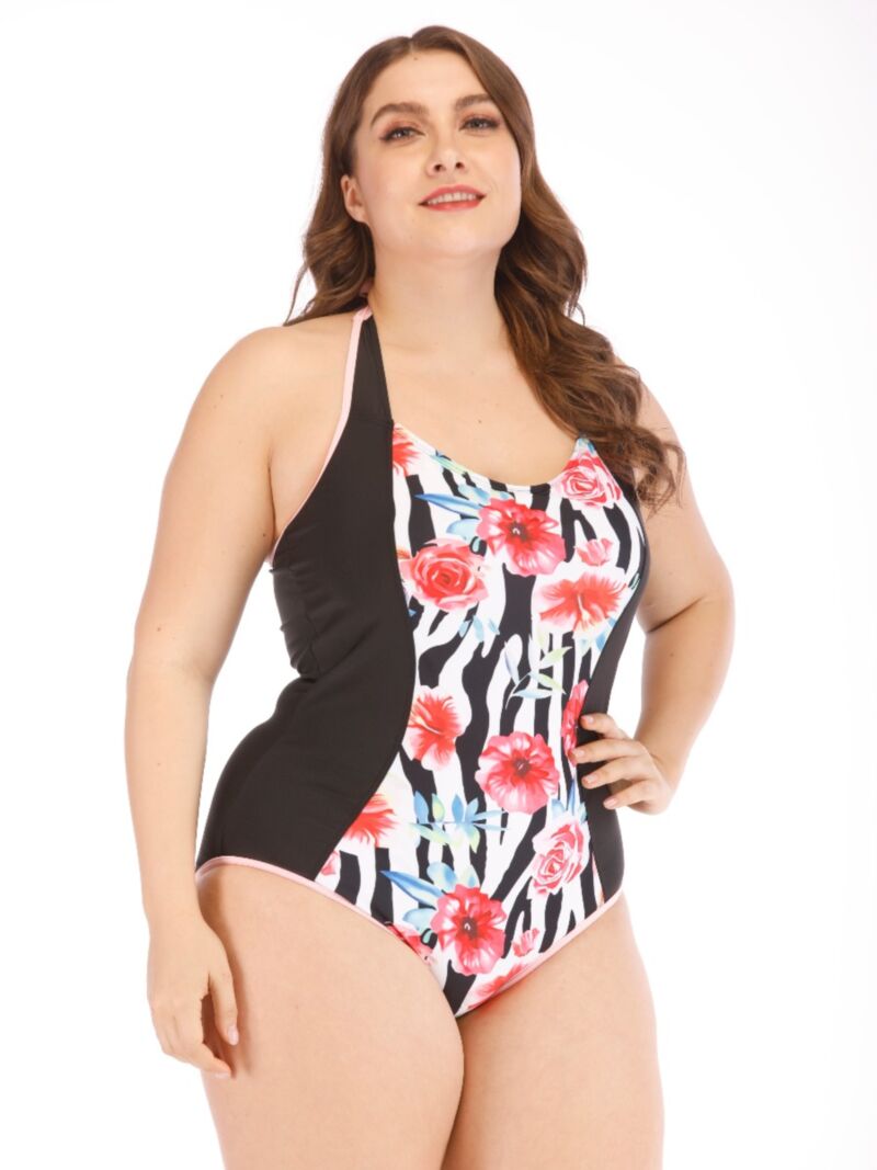 Wholesale One Piece Plus Size Women Floral Padded Swimw