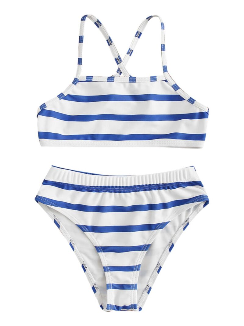 Wholesale White Blue Stripe Bikini Set Ki