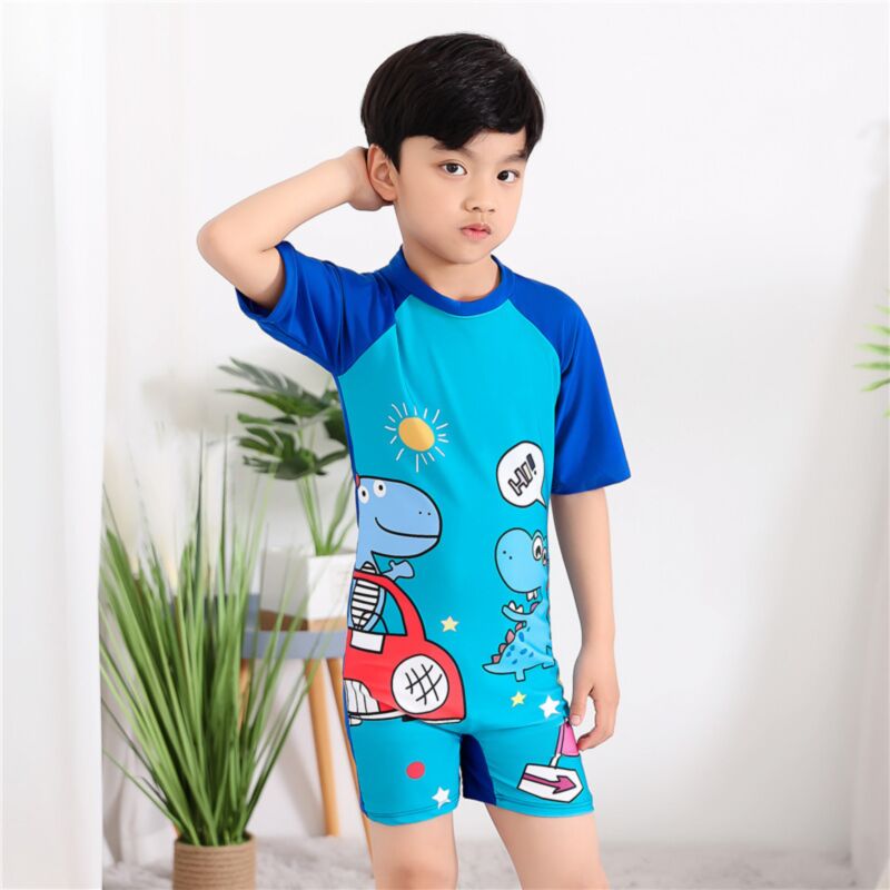 Wholesale Y Dianosaur Cartoon Print Colorblock Swimw