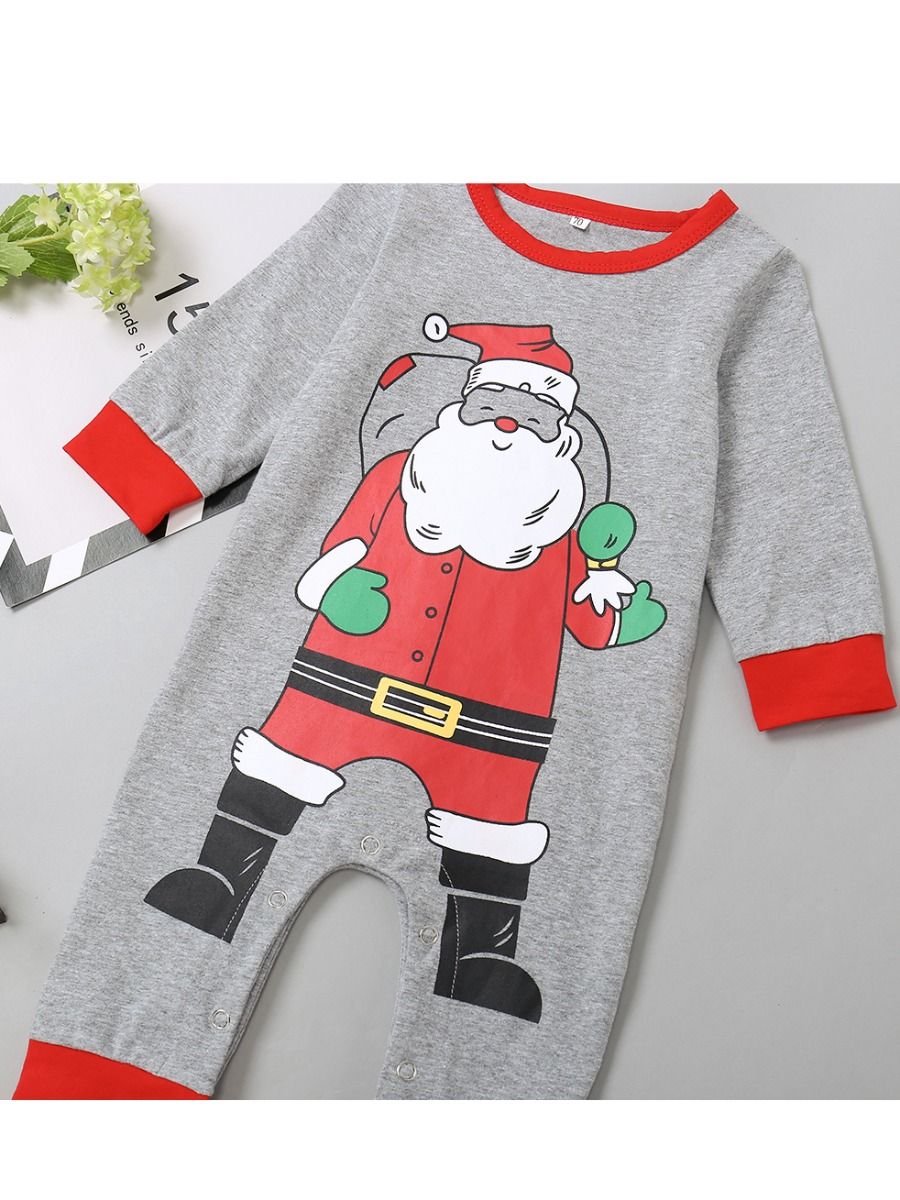 Wholesale Santa Claus Printed Long Sleeve Baby Kids One