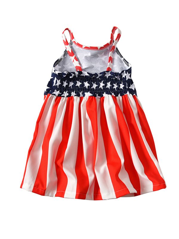 Wholesale 4th Of July Stars Stripes Dress Strapped Plea