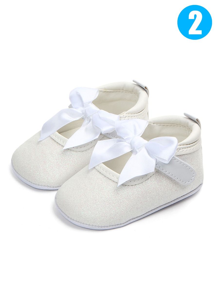 Princes Bow Pre Walking Crib Shoes For Baby Girls