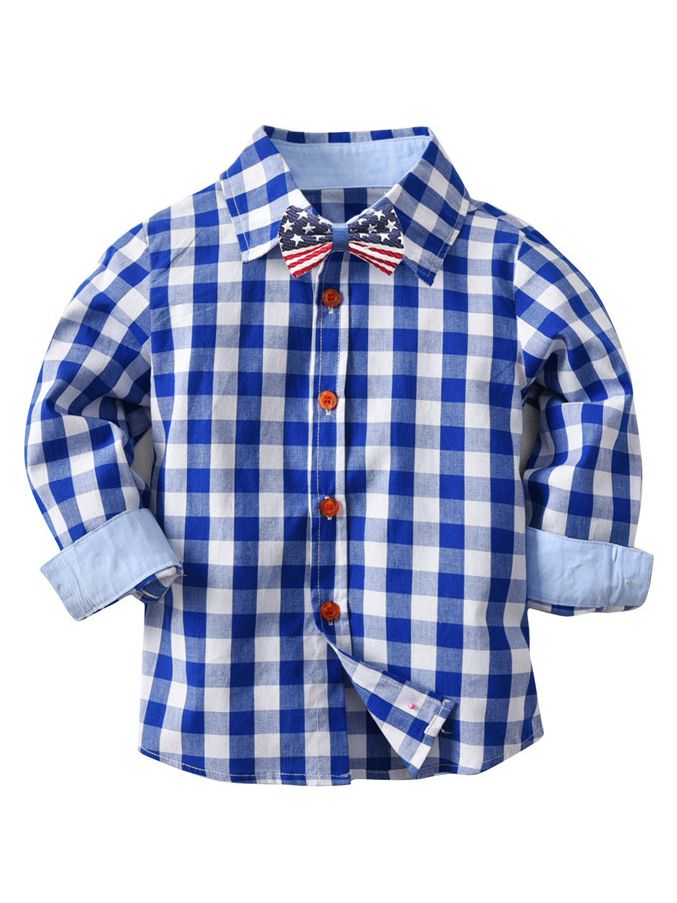 gingham shirt with bow tie