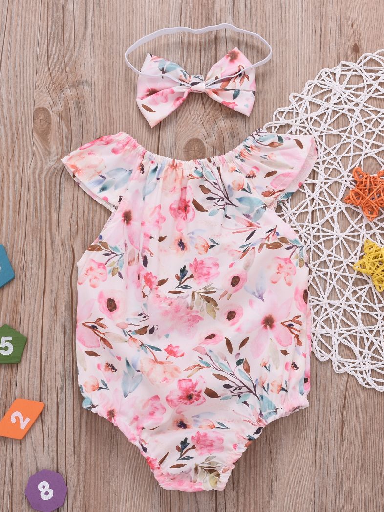 Wholesale Summer Infant Girl Short-sleeved Flower Bodys