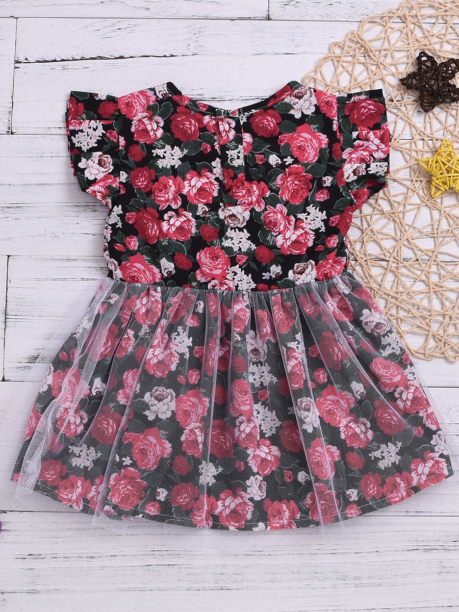 Wholesale Summer Baby Little Girl Flower Mesh One Piece