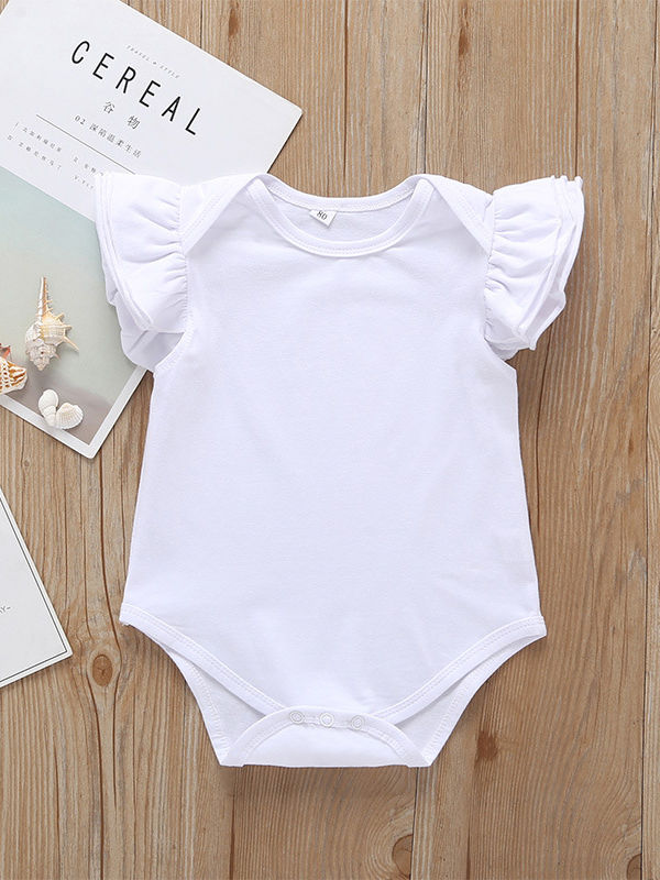 white flutter sleeve onesie