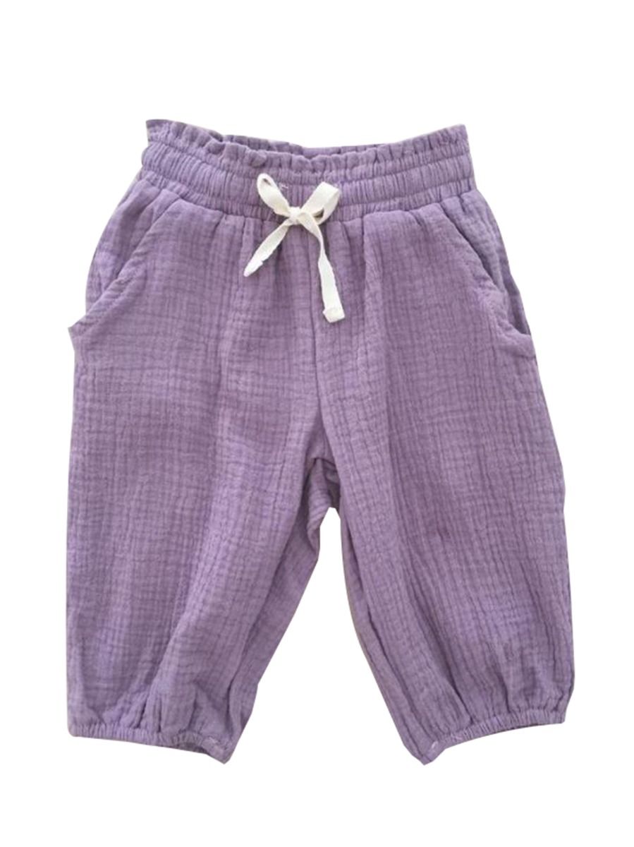 Wholesale Baby Toddler Girl Solid Color Muslin Pants 19