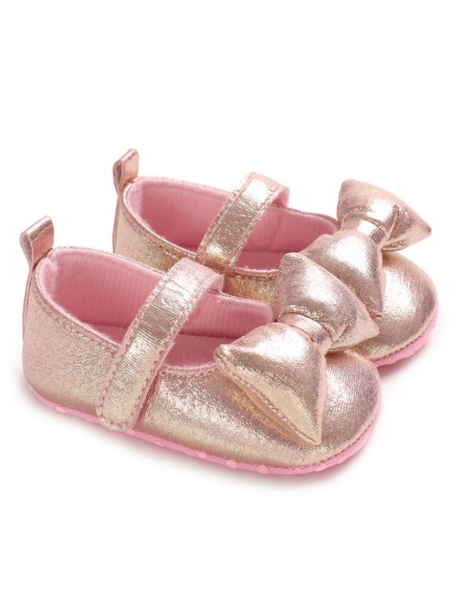 Wholesale Big Bow T Bar Princess Crib Shoes Baby Shoes