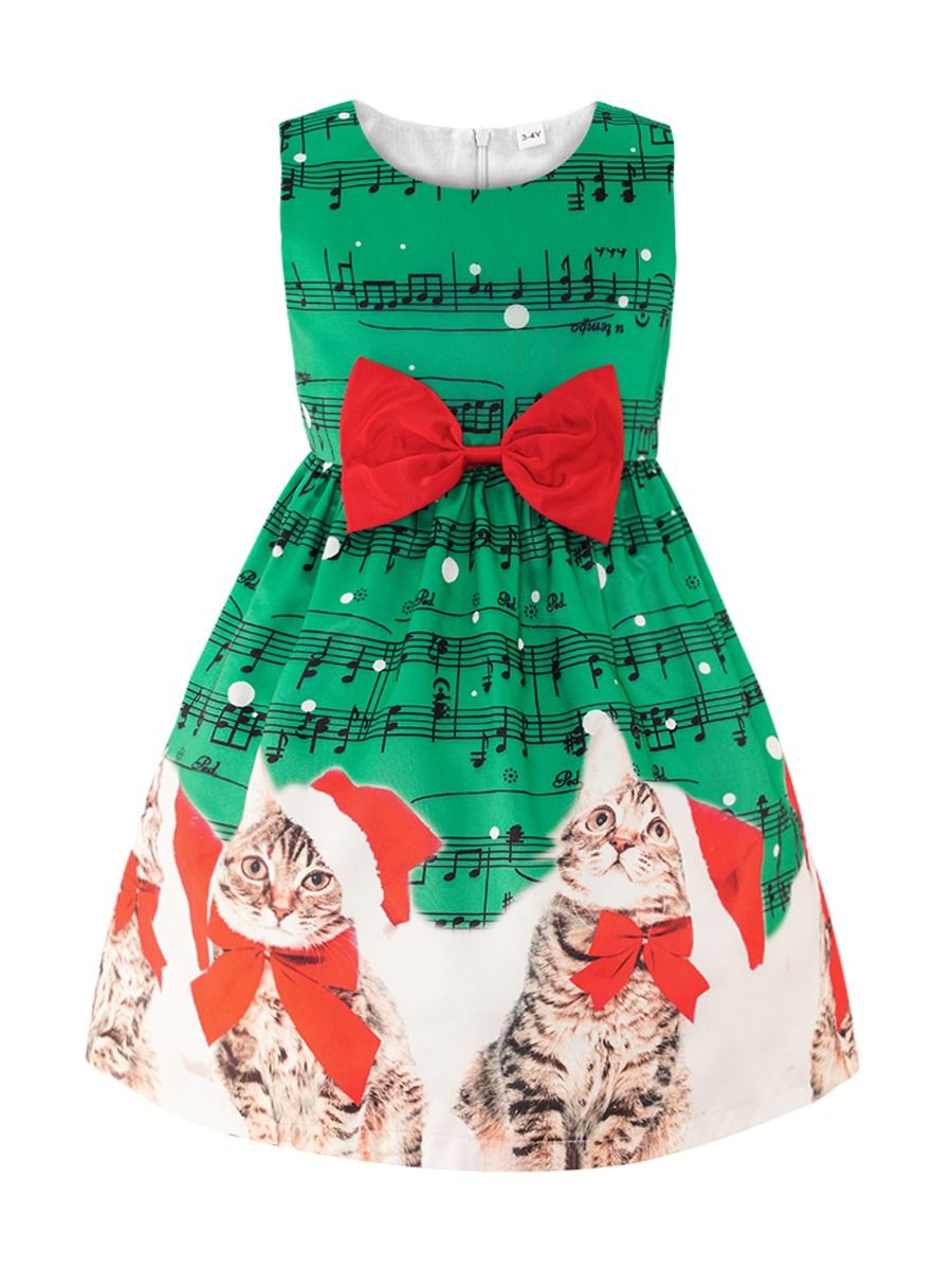 christmas cat print dress