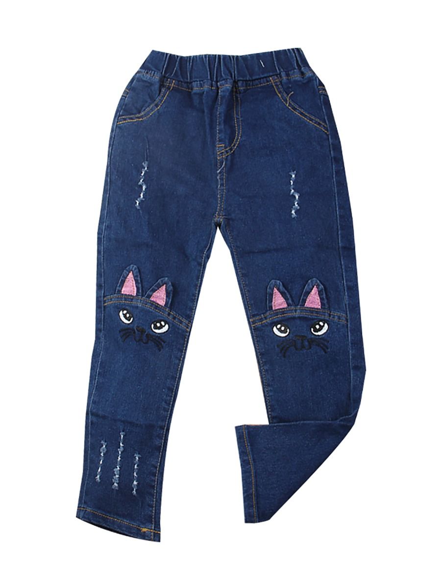 Wholesale Adorable Toddler Little Girl Cat Jeans 191113