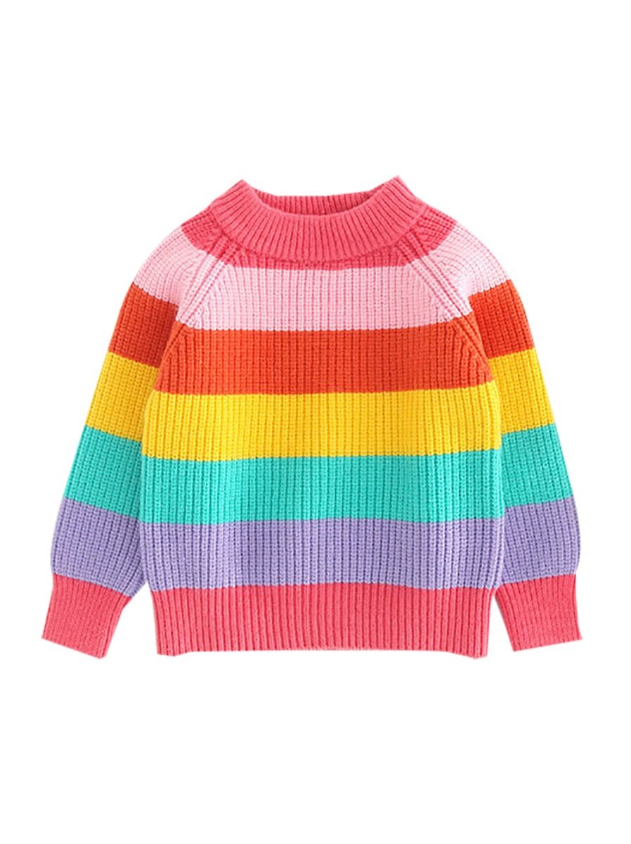 Wholesale Mommy and Me Rainbow Color Crochet Sweater 19