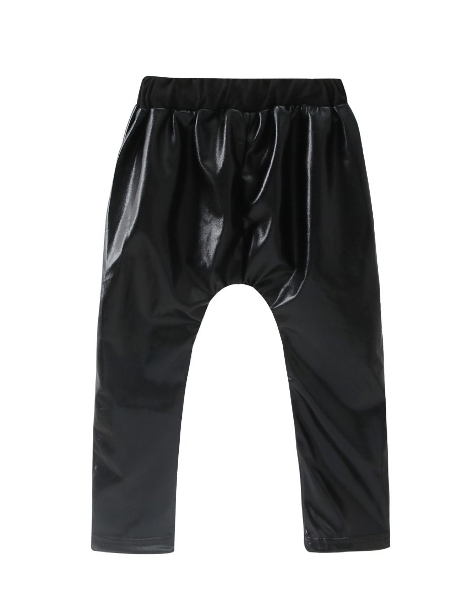 Wholesale Stylish Little Girl PU Black Pants 19120919