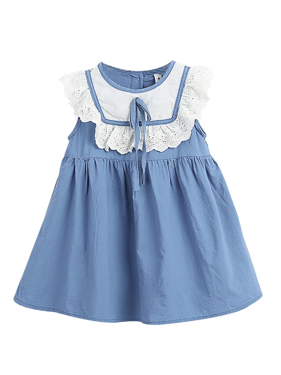 Wholesale Summer Little Girl Flutter Sleeve Dress 19121