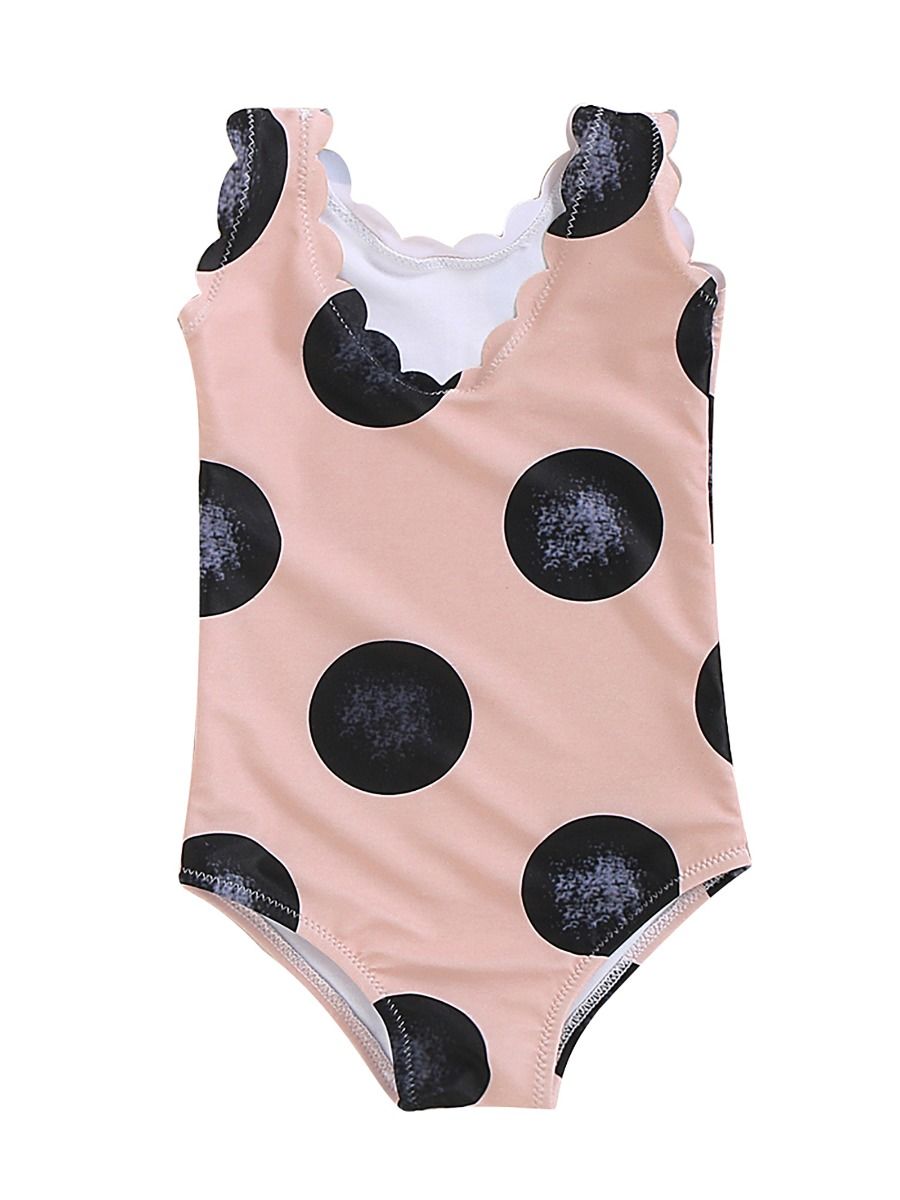 pink polka dot one piece swimsuit