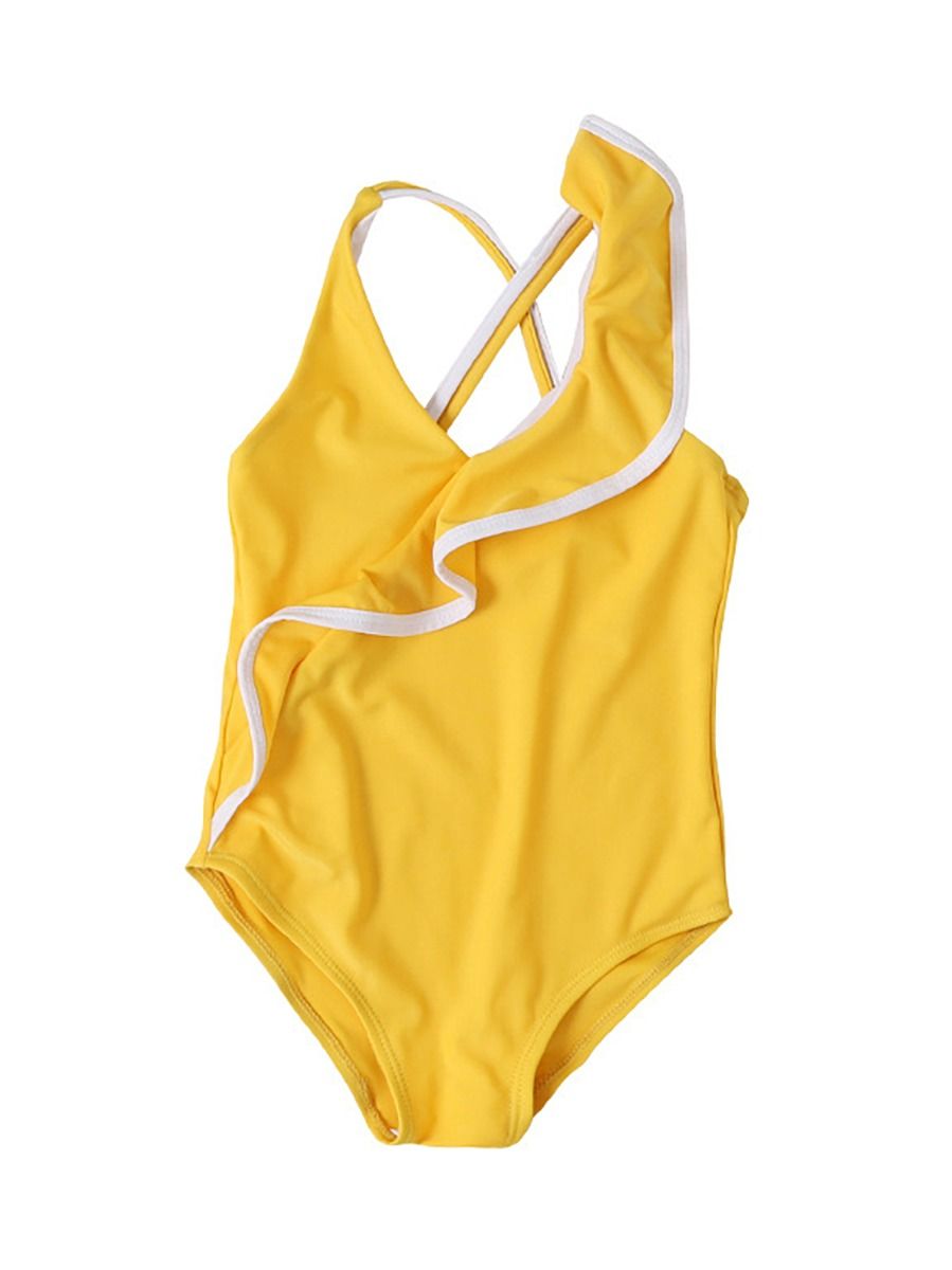 yellow ruffle swimsuit