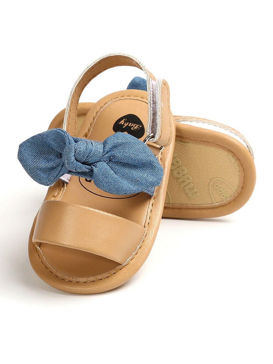 Wholesale Baby Girl Bow Trim PU Sandals 20032919 - kisk