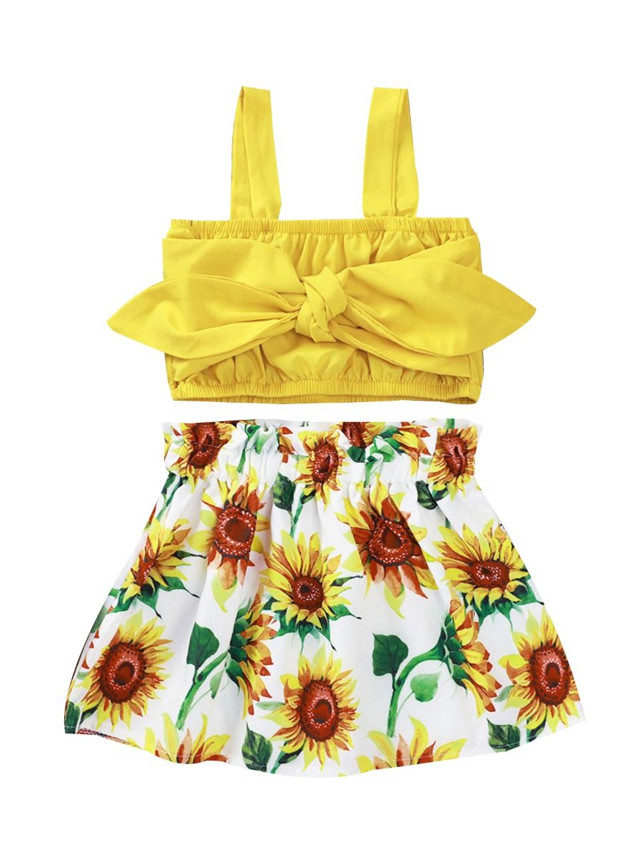 Wholesale 2-Piece Fashion Baby Toddler Girl Yellow Crop
