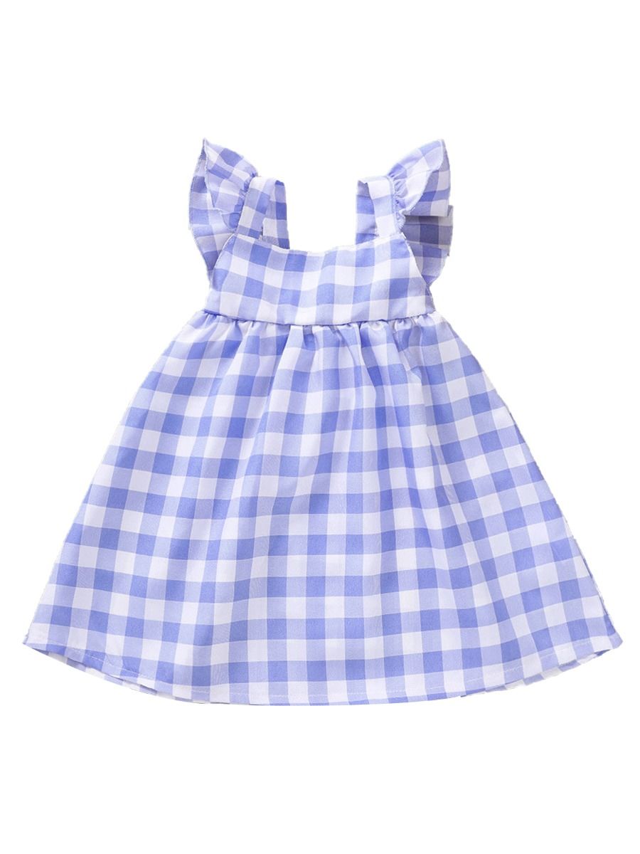 plaid blue and white dress