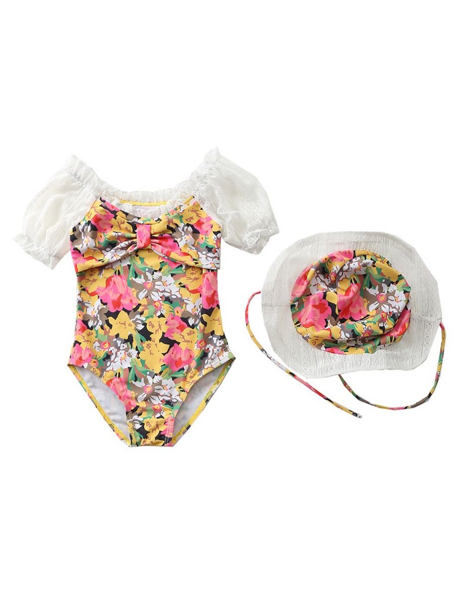 baby girl swimsuit and hat