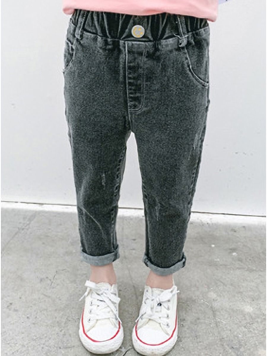stylish elastic waist jeans
