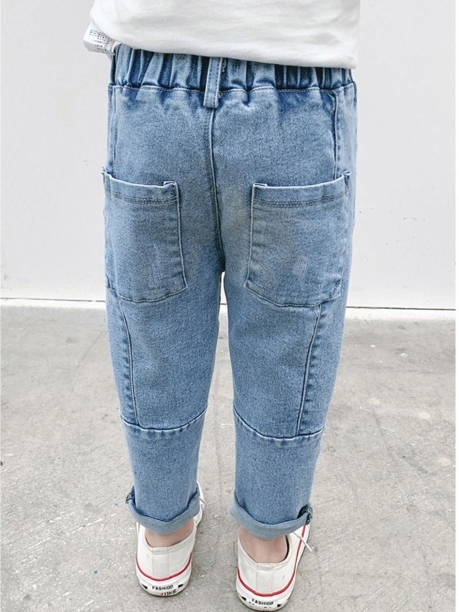 stylish elastic waist jeans