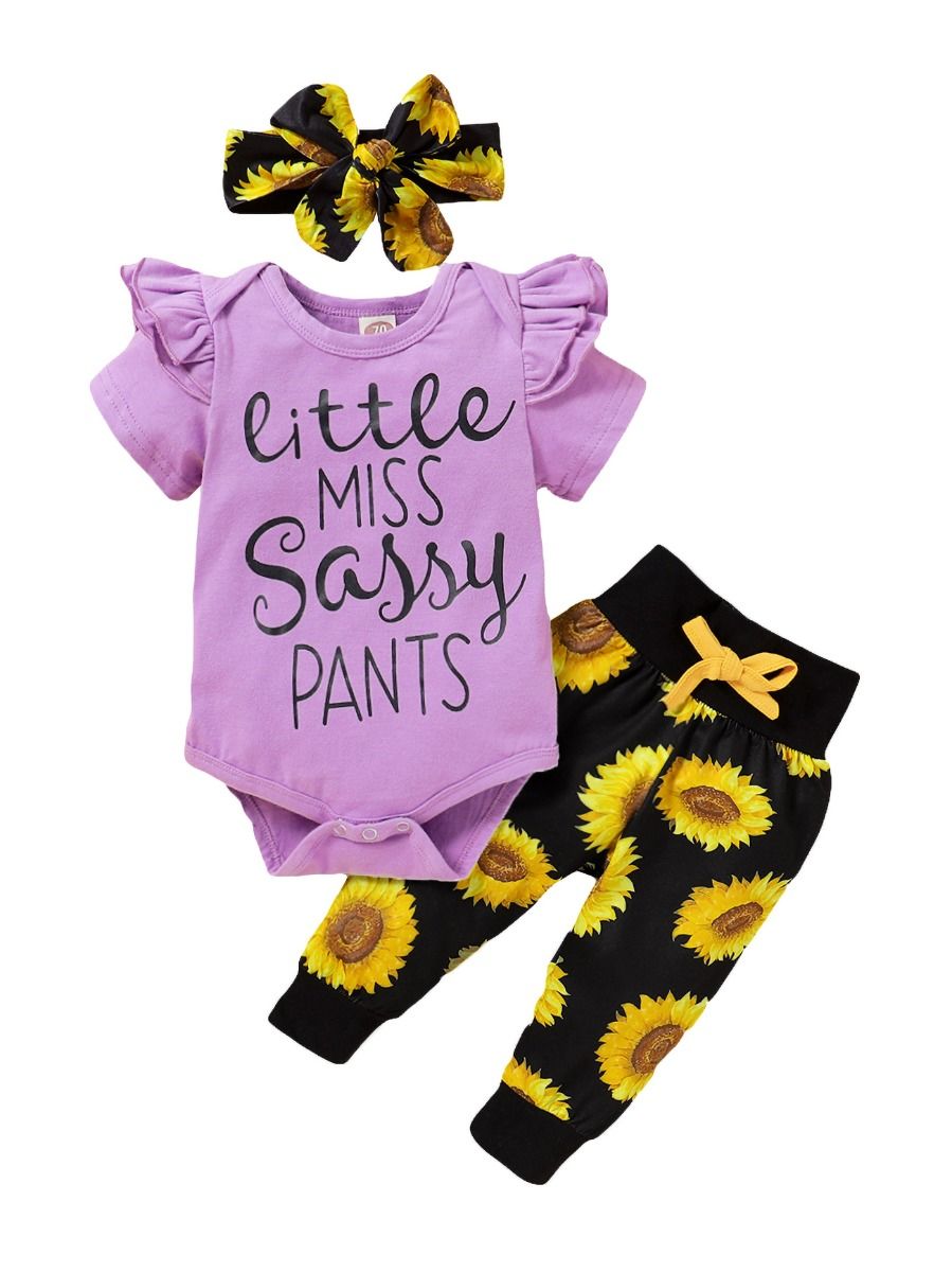 Wholesale 3-Piece Little Miss Sassy Pants Sunflowers Cl