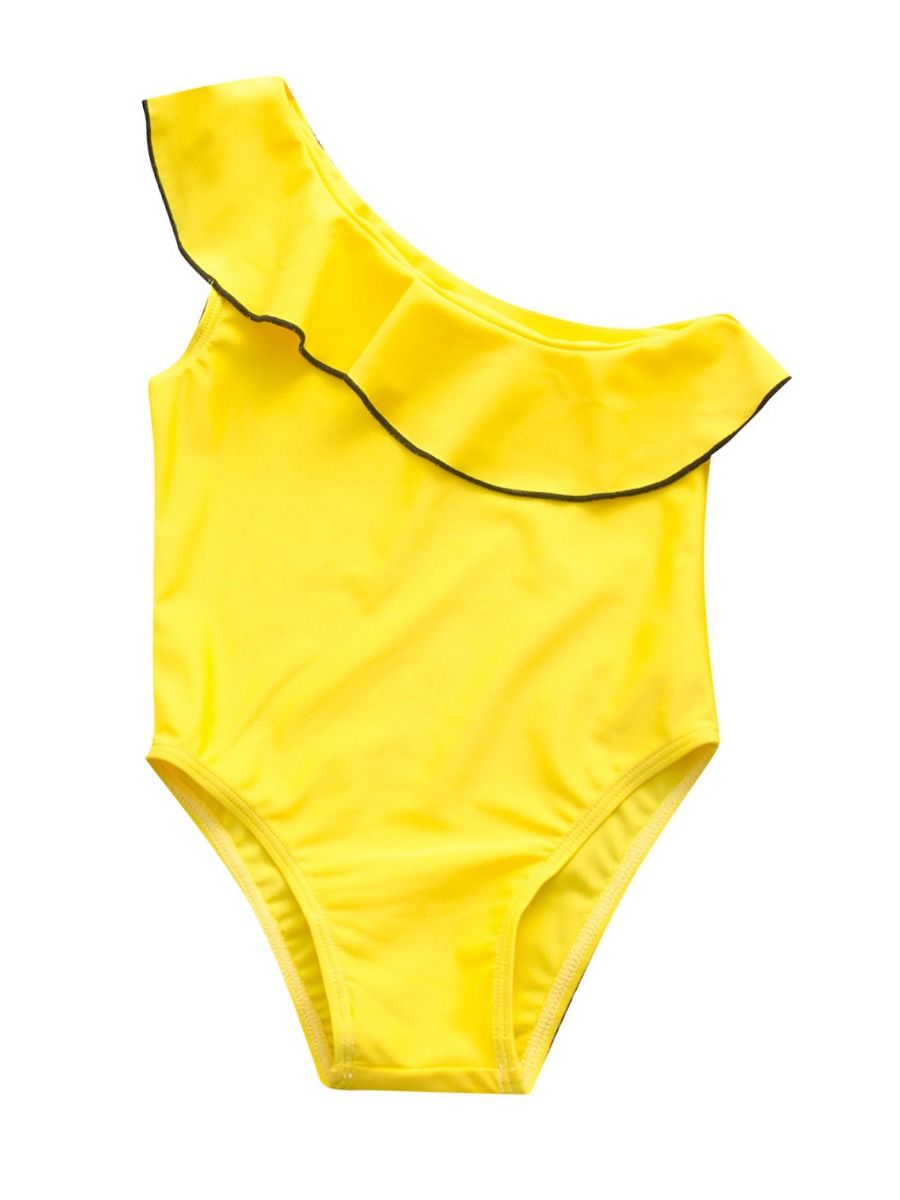 Wholesale Toddler Girls One Shoulder Swimwear 200424071