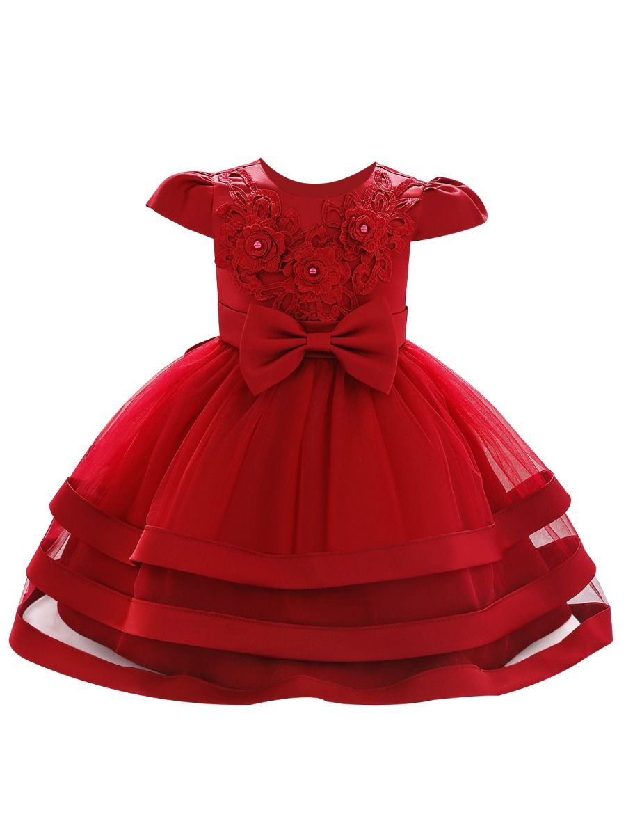 Wholesale Flower Lace Formal Birthday Party Baby Dress