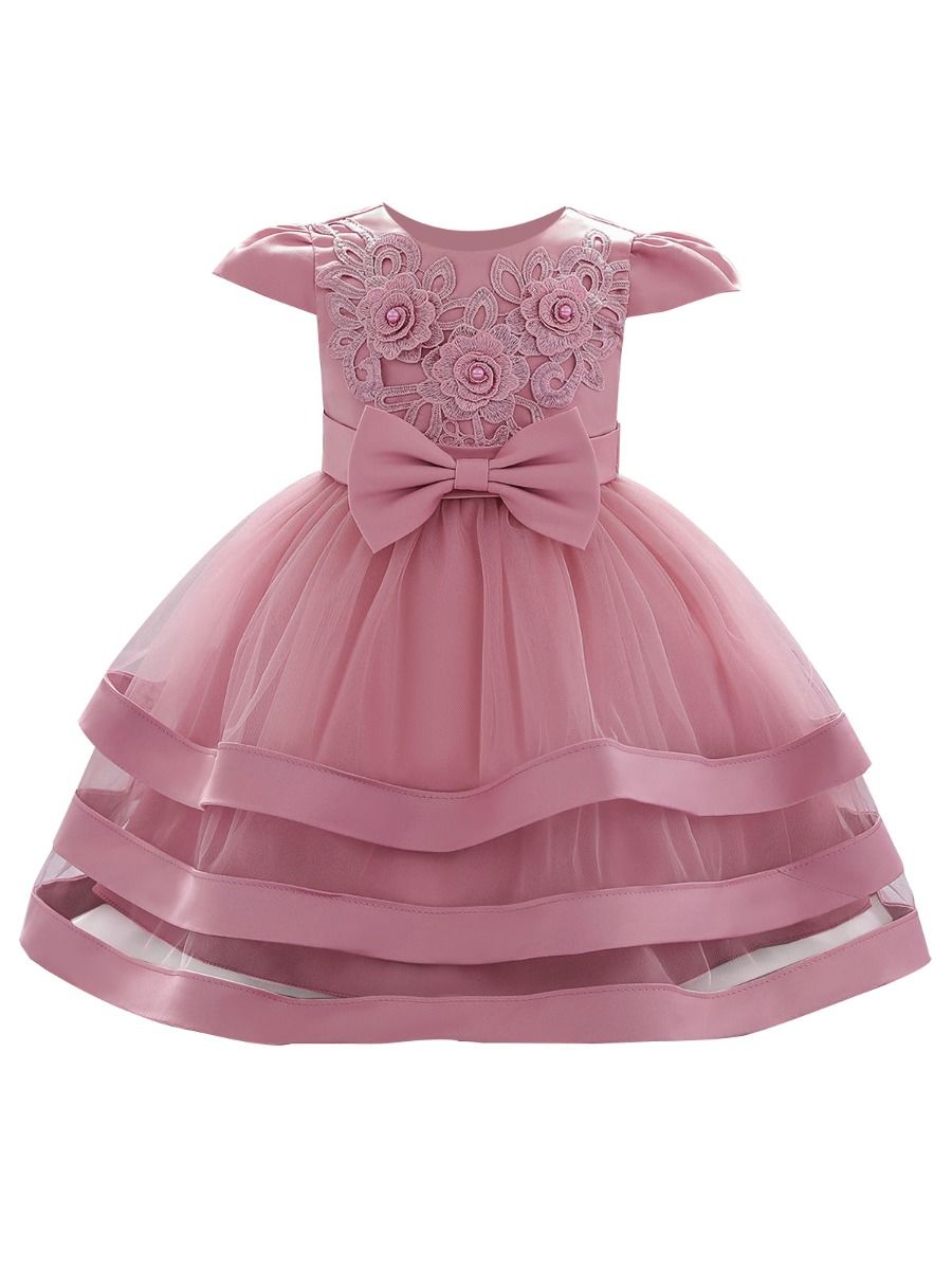 Wholesale Flower Lace Formal Birthday Party Baby Dress