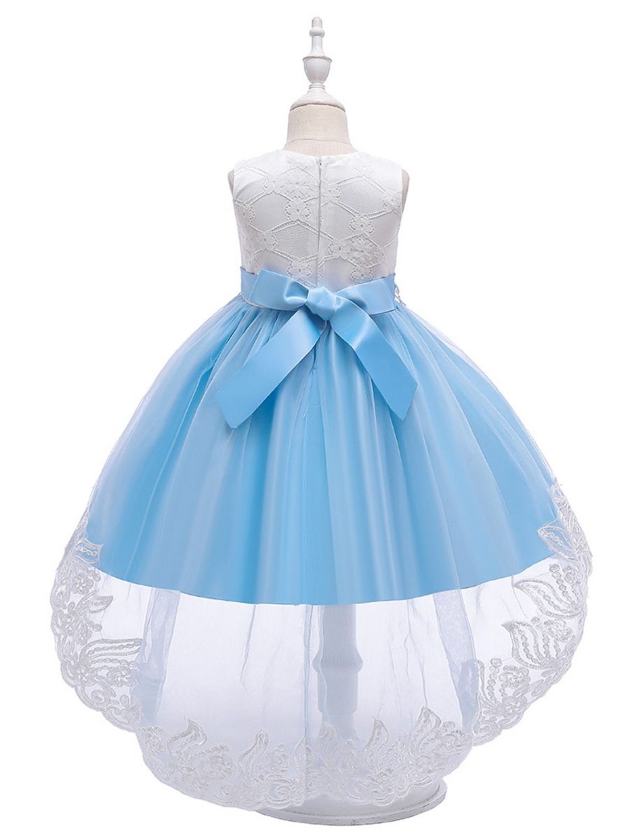 Wholesale Kid Girl Princess Lace Party Hi Lo Hem Beaded