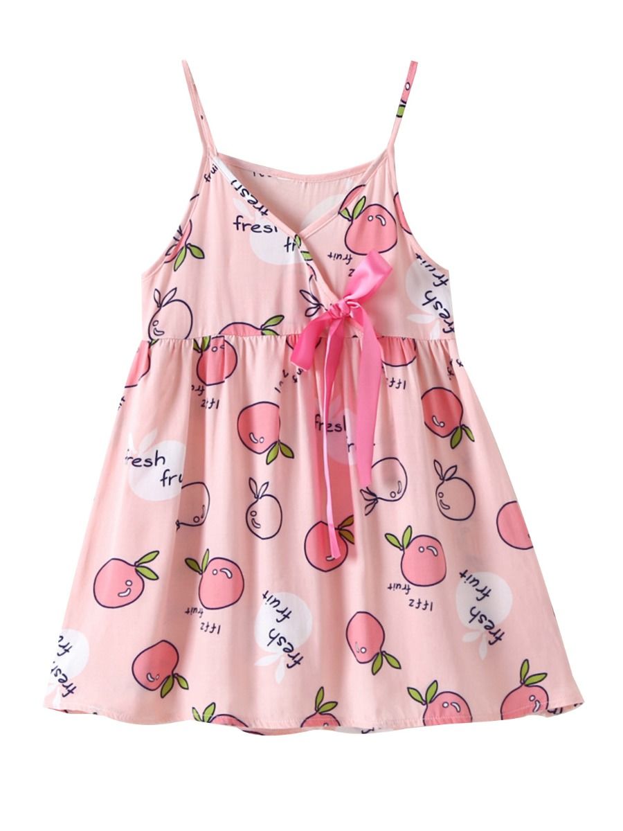 Wholesale Lovely Kid Girl Peach Printed Cami Dress 2005