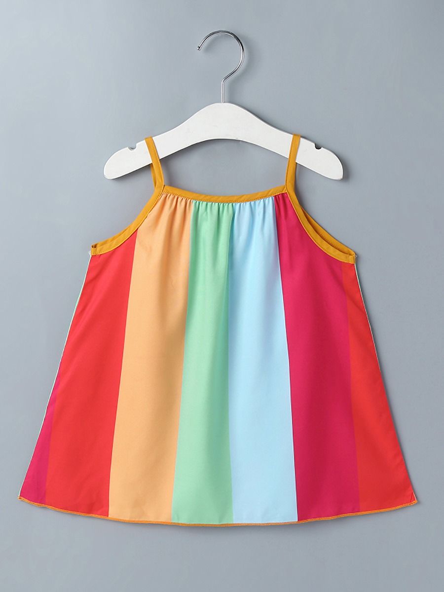 Wholesale Baby Girl Rainbow Suspender Dress 20053145