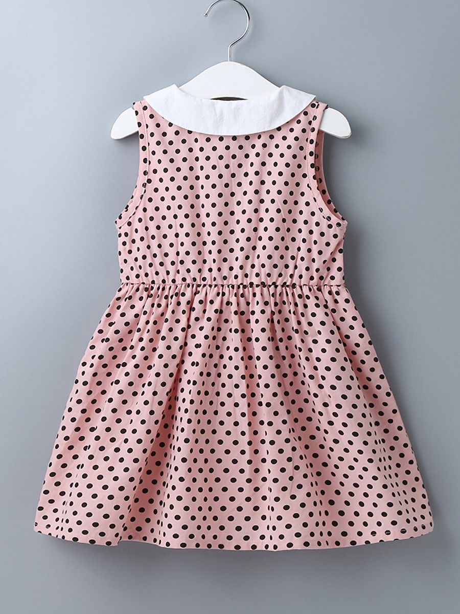 Wholesale Kid Girl Sleeveless Polka Dots Dress 20053150