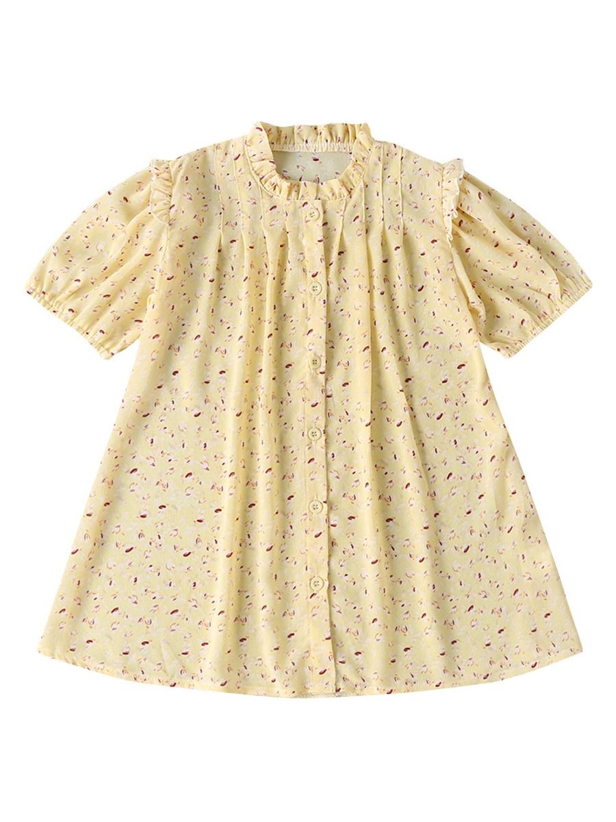 Wholesale Kid Girl Front Button Print Chiffon Dress 200