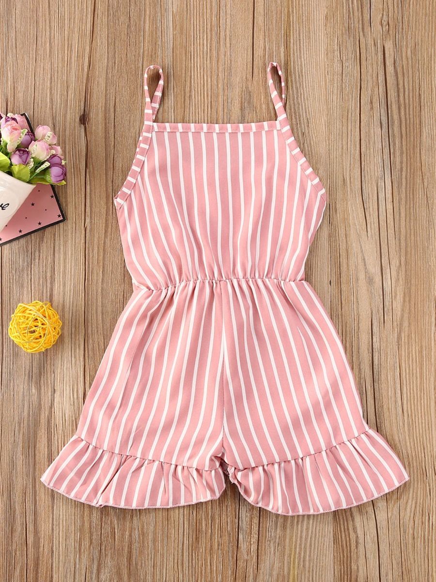 Wholesale Summer Little Girl Stripe Print Ruffle Hem Ca