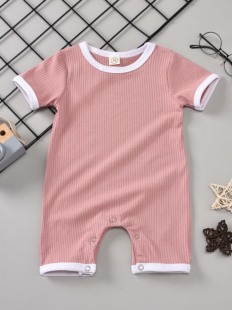 Wholesale Summer Baby Solid Color Ribbed Romper 2006214