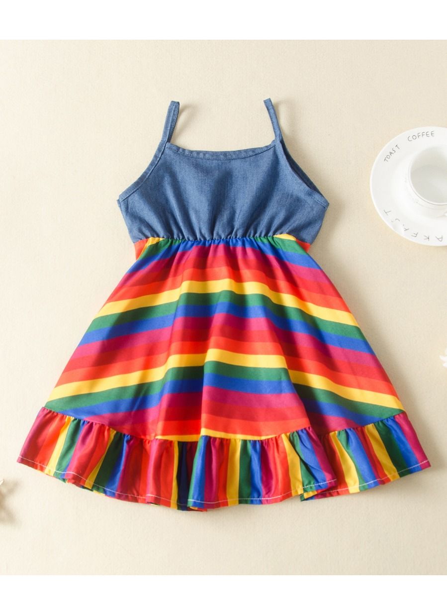 Wholesale Summer Little Girl Rainbow Cami Dress 2007192