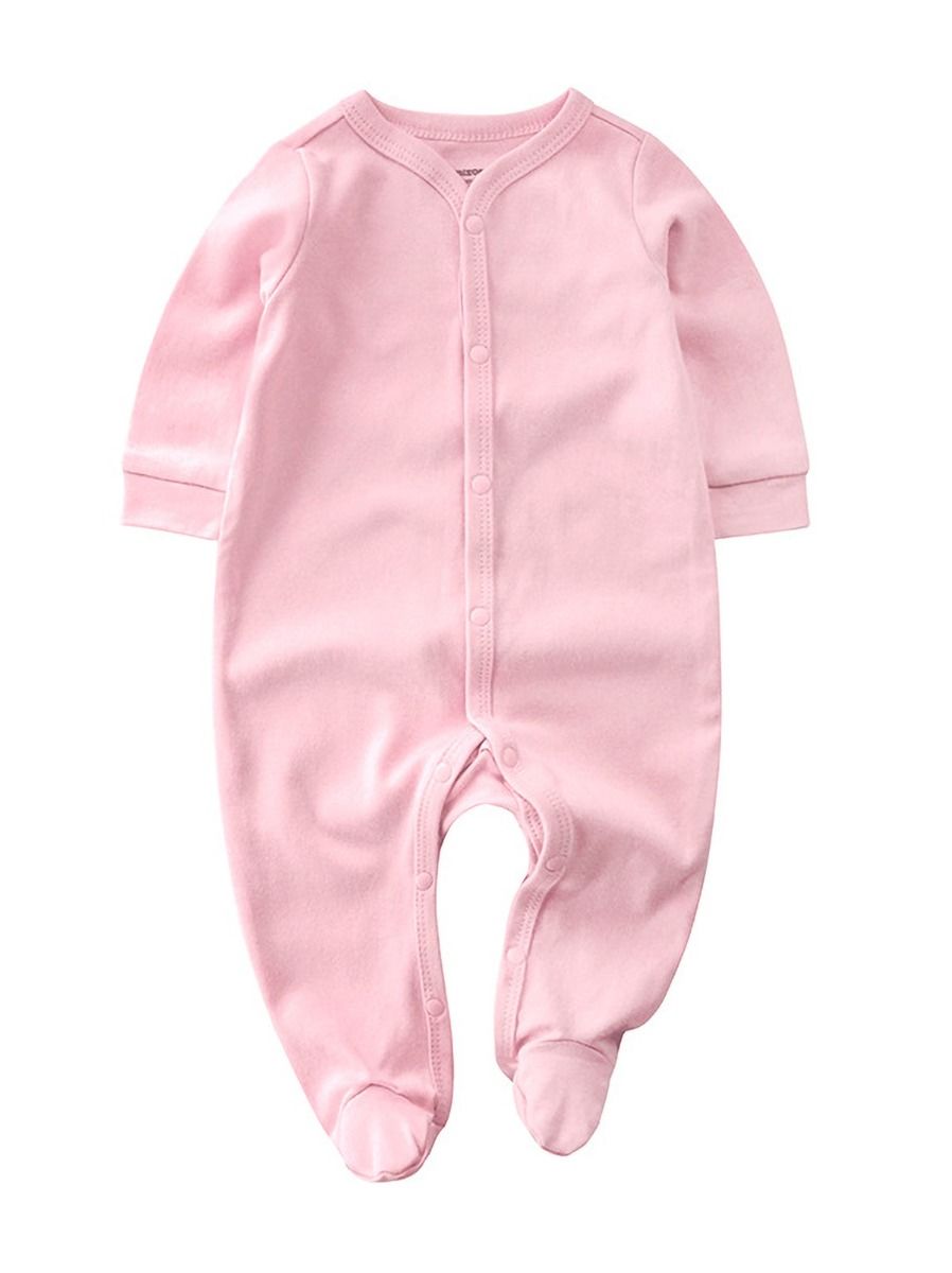 kiskissing wholesale Wholesale Newborn Baby Girl Solid Color Jumpsuit 200721