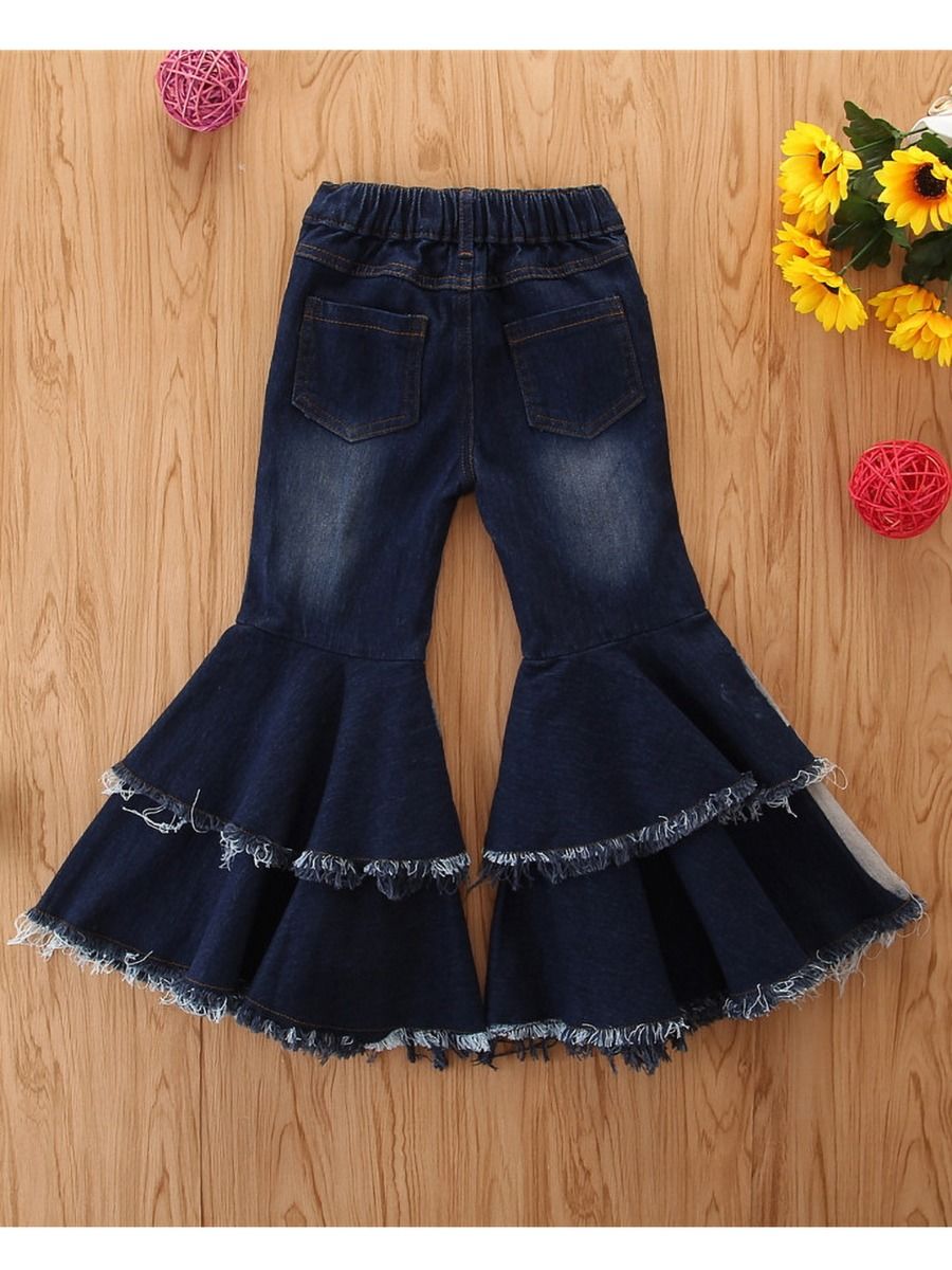 Wholesale Kid Girl Fashion Ripped Flared Jeans 20072358