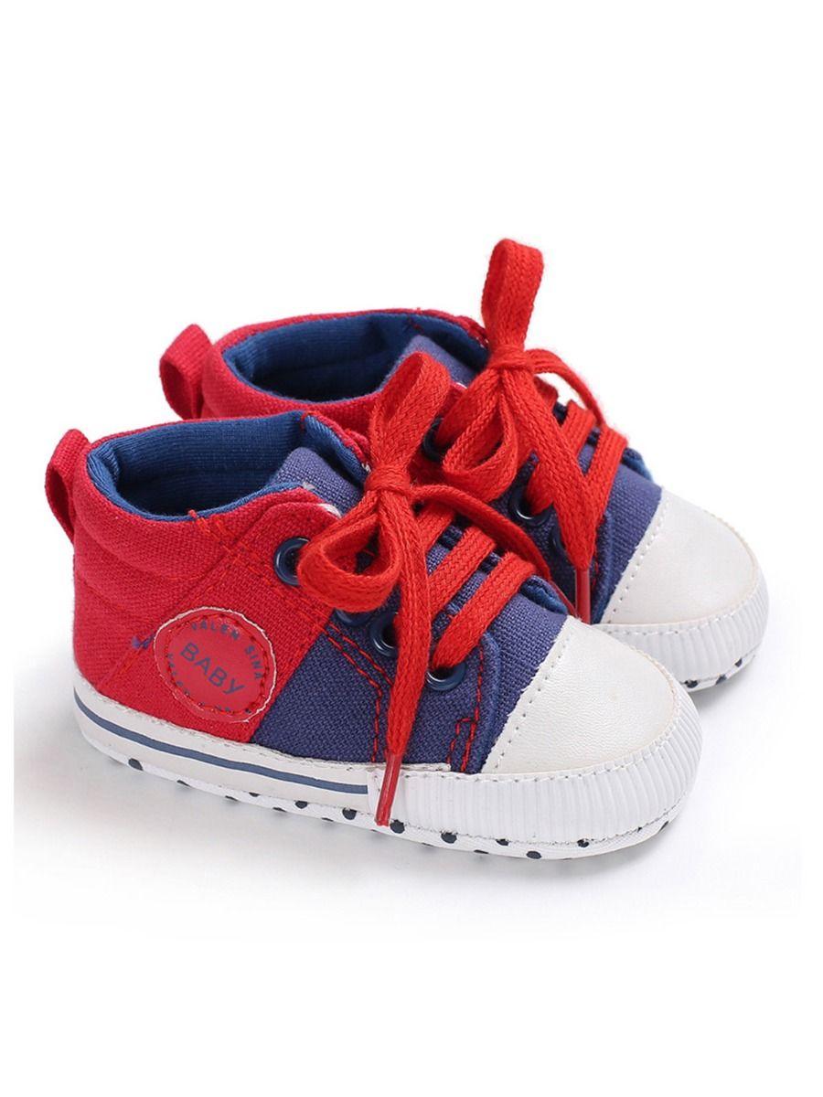 Wholesale Baby Boy High Top Color Blocking Letter Shoes