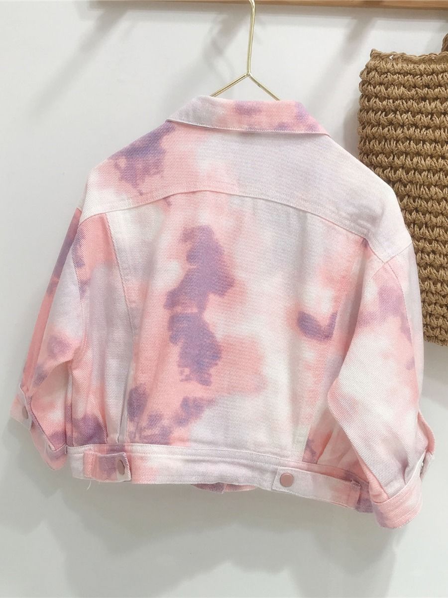 Wholesale Chic Toddler Girl Tie Dye Jacket Pink 2007288