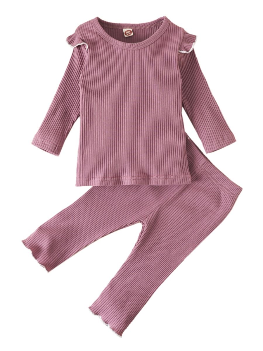 Wholesale 2 Pieces Toddler Girl Ribbed Set Top & Croppe