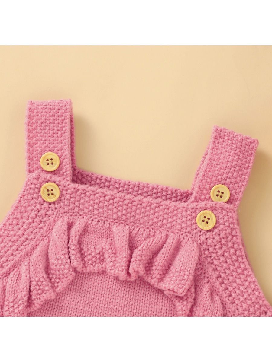 Wholesale Baby Girl Ruffle Trim Suspender Knit Bodysuit