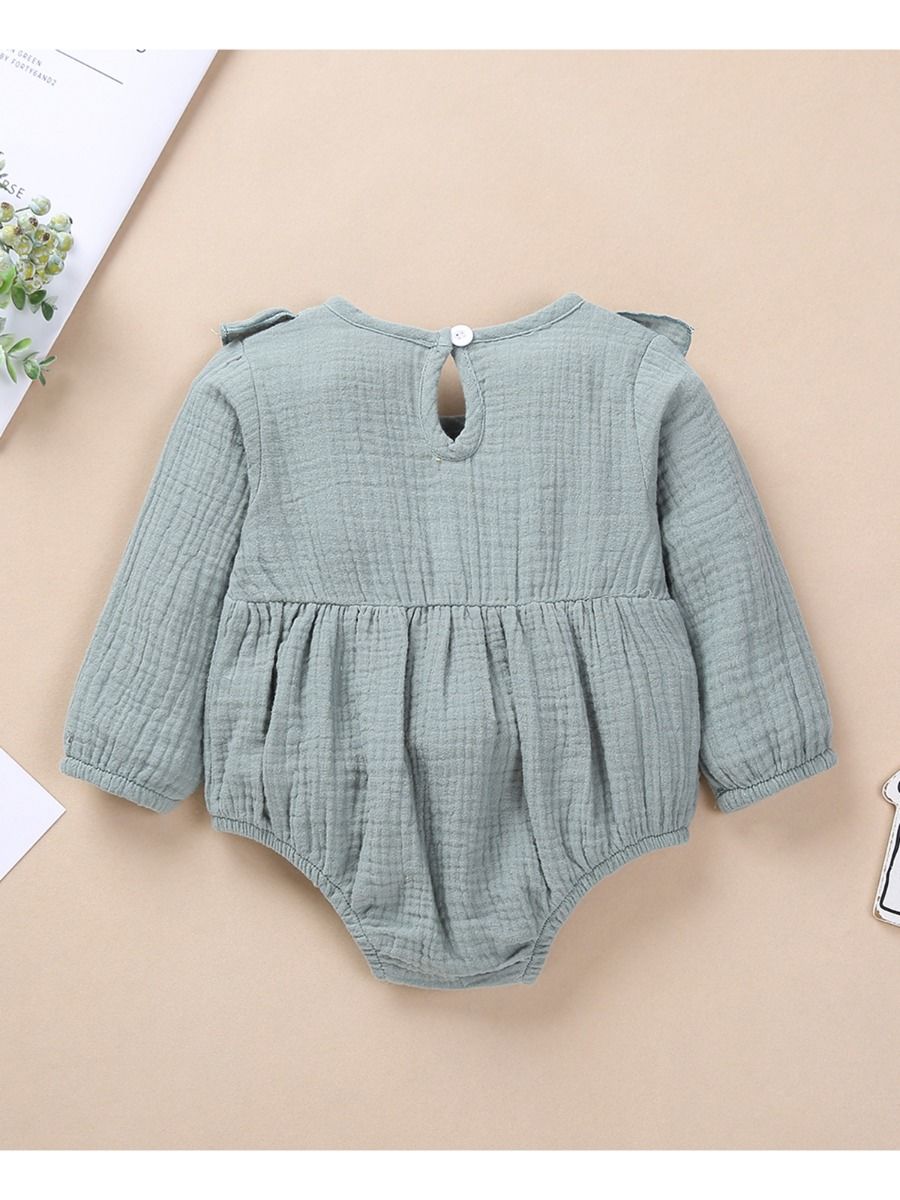 Wholesale Baby Girl Muslin Solid Color Bodysuit 2008236