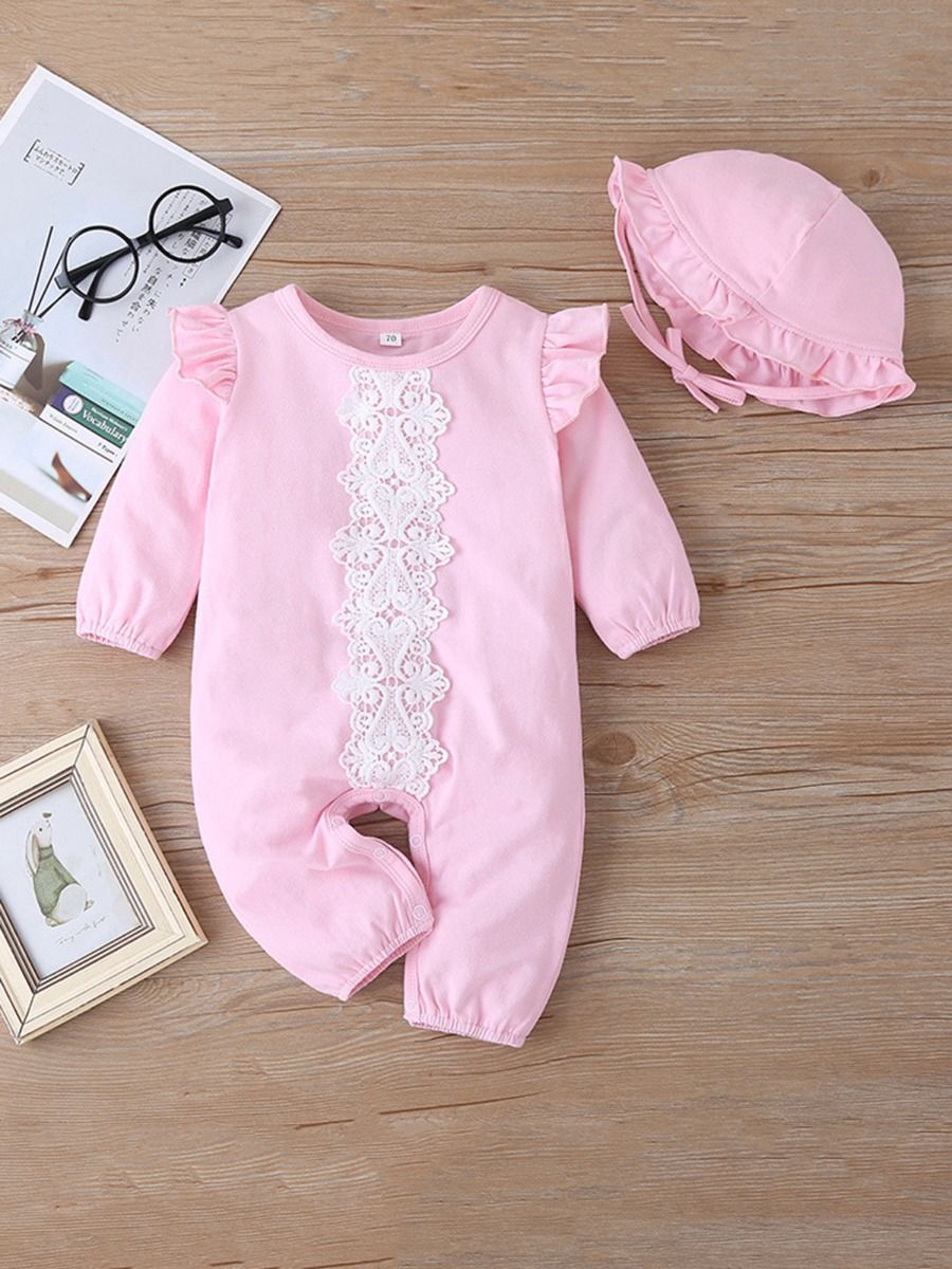 Wholesale 2 Pieces Sweet Infant Girl Jumpsuit & Hat 200