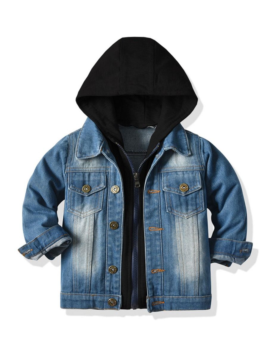 Wholesale Kid Boy Trendy Denim Hooded Jacket 201005943