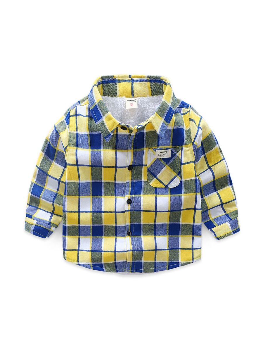 Wholesale Kid Boy Thickening Plaid Shirt 201007720 - ki