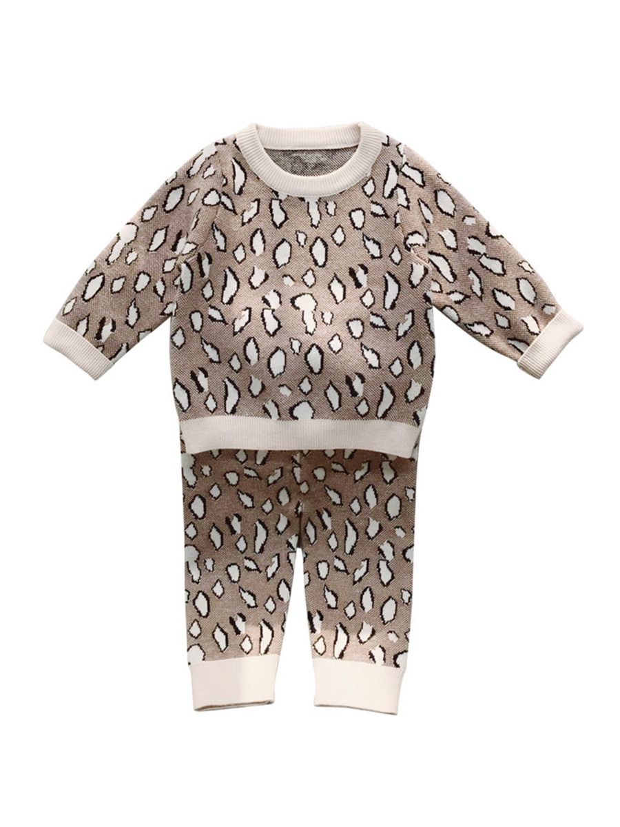 Wholesale 2 Pieces Baby Boy Knit Leopard Set Sweater An