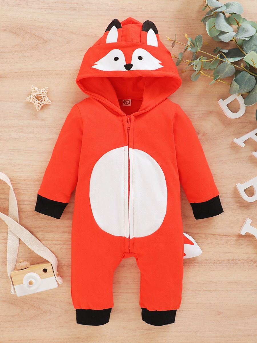 Wholesale Baby Boy Fox Hooded Jumpsuit 20101834 - Kiski