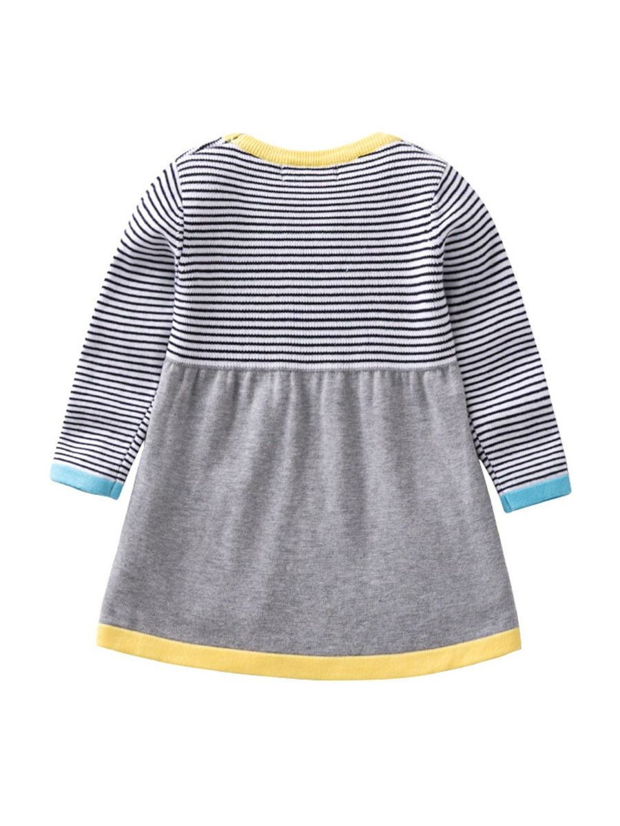 Wholesale Little Girl Stripe Knit Dress 201103404 - kis